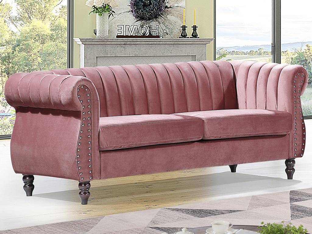 Venta-Unica - Sofá Chesterfield de 3 plazas de Terciopelo Rojo Viejo Trumbo