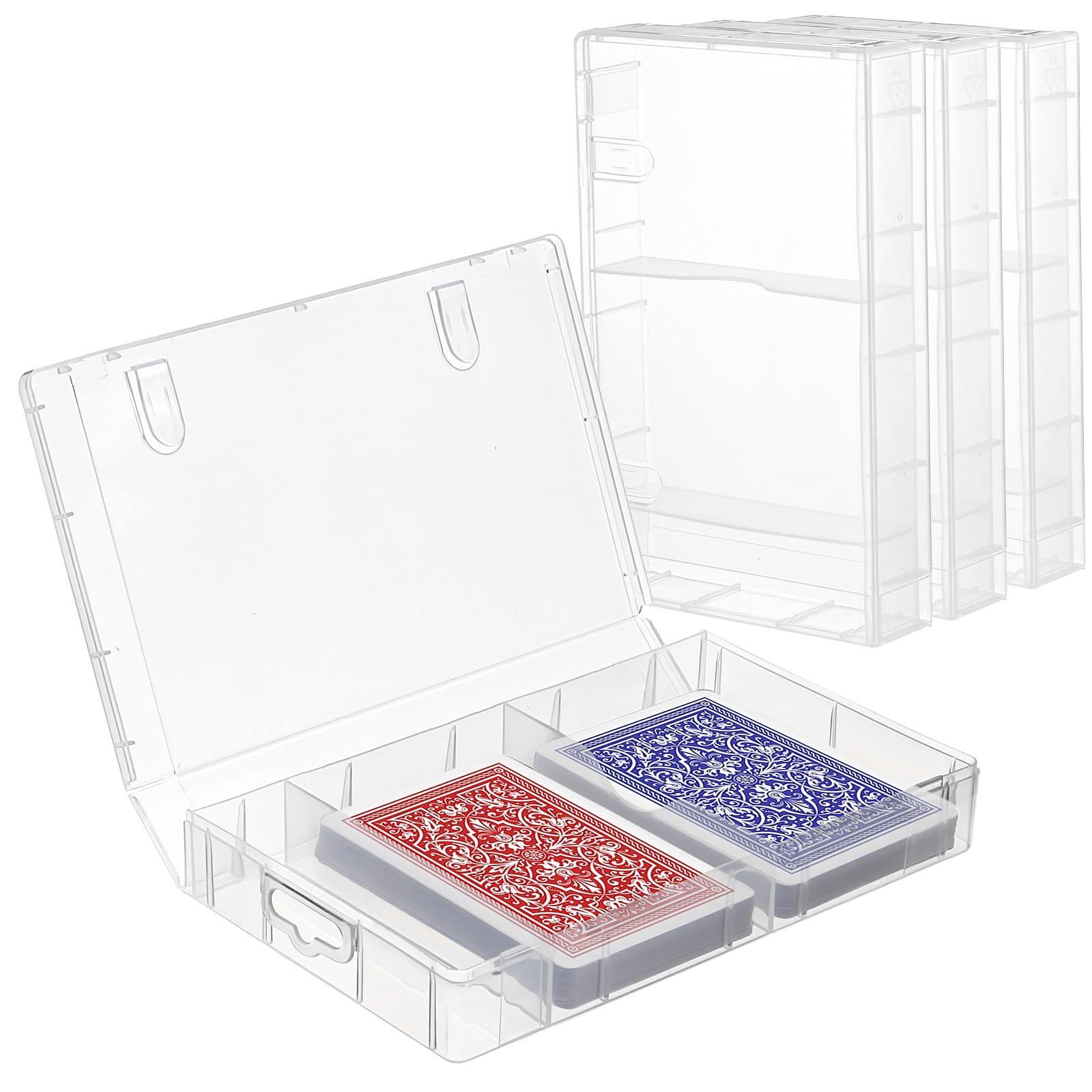 4 PCS Plastic Playing Cards Boxes, Snaps Closed Empty Plastic