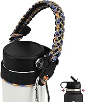 Vista 31 de Asa de cuerda de paracaídas para botellas Hydroflask 2.0 de boca ancha y estándar, con nuevo soporte de anillo de seguridad, 12oz - 64oz