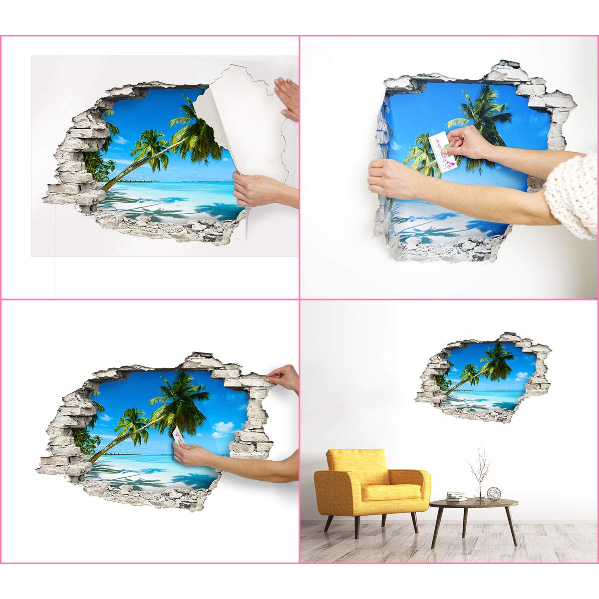 Ambiance Sticker Adhesivos de Vinilo con Efecto 3D, 60 x 90 cm