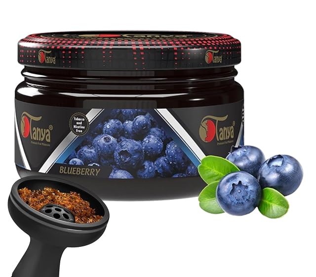 TANYA Blueberry Herbal Hookah Molasses 100 Nicotine Tobacco Free Shisha Hookah Flavors Fruit Mix Organic Shisha Flavors 250g