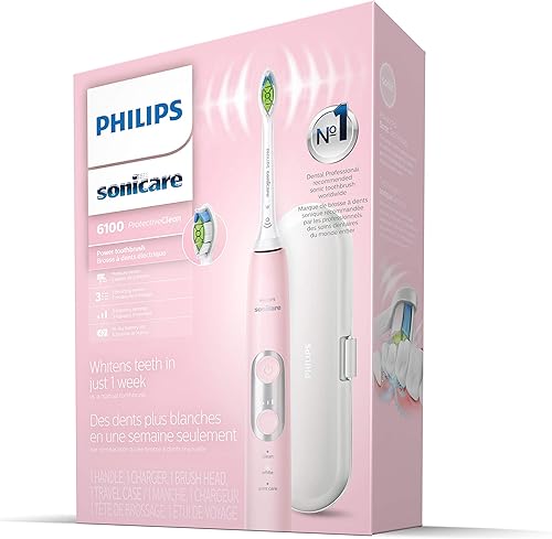 Vista 12 de Philips Sonicare HX6877/21 ProtectiveClean 6100 Cepillo de dientes eléctrico recargable, Solo la agarradera, Rosado