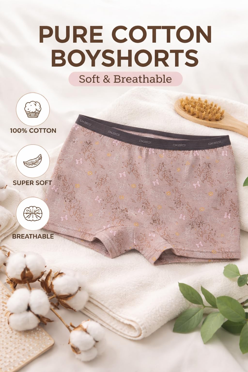 JSR Girls Organic Cotton Boyshorts Bloomer Panties Underwear in Boyleg Style (11-12 Years) Multicolour 4