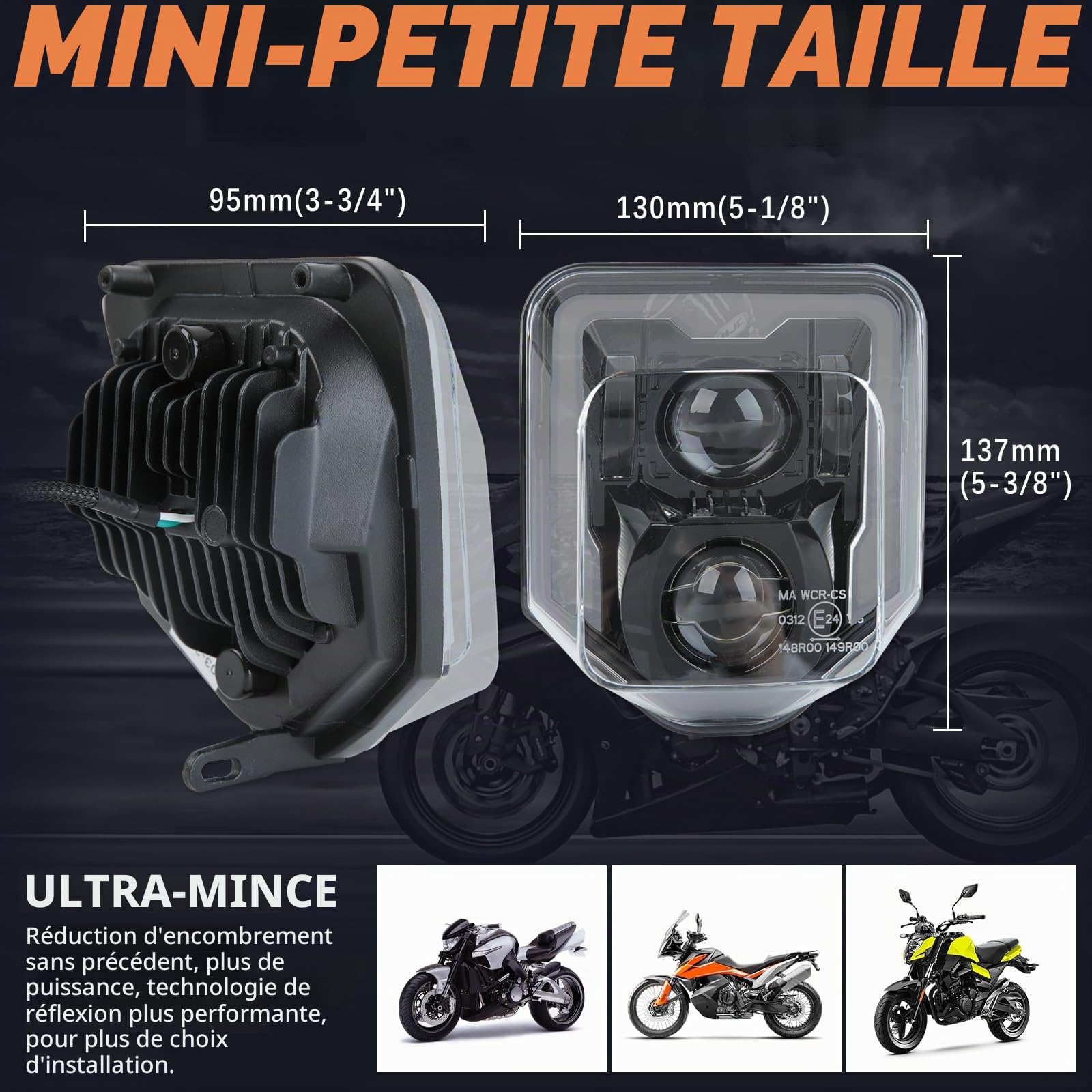 DREAMIZER Phare LED pour Moto Compatible avec Pit Dirt Bike Motocross Husqvarna 2014-2023 701 Enduro 701 SuperMoto FE250 FE350 FE450 FE501 FE501S TE150 TE250i TE300i