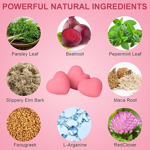 Miniatura 3 de Gomitas de feromonas para mujer, gomitas de equilibrio femenino, sabor a fresa, veganas, sin gluten, borgoña, 60 gomitas