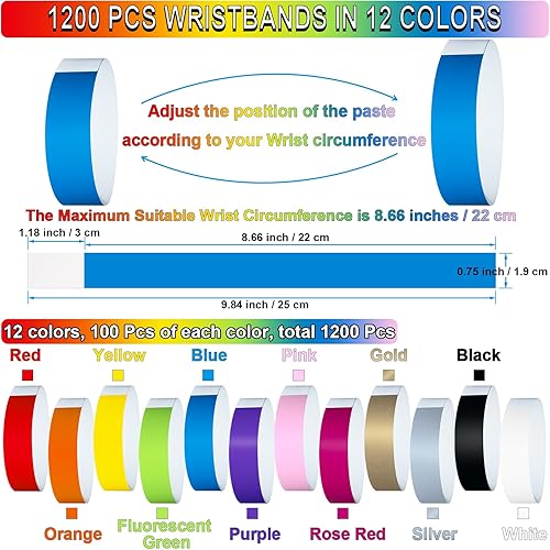 Miniatura 2 de 1200 piezas de pulseras de papel de plástico para eventos, pulseras de color neón, pulseras de identificación para conciertos, pulseras de papel,
