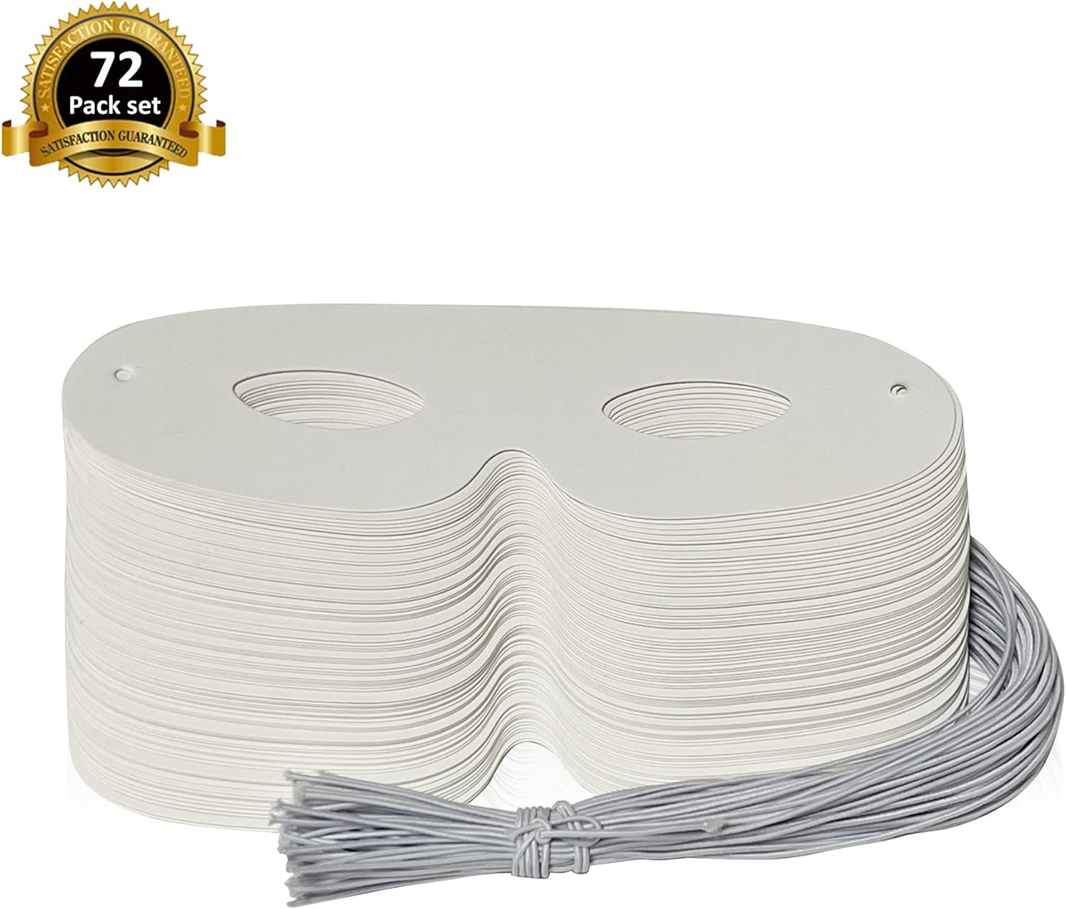 Lependor 72 Pack White Paper Eye Masks, Plain Masquerade Mask DIY Blank Masks Decorate for Costume Party, Halloween Party - 72 Packs - Image 3
