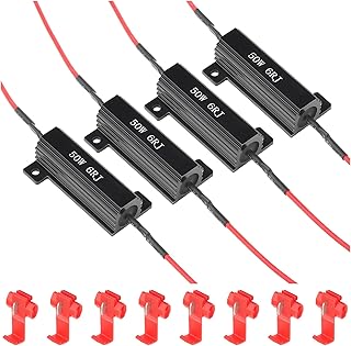 4pcs 50W 6ohm Load Resistors Kit for LED Turn Signal Lights - Fixes Hyper Flash & Blink Error Code, Black