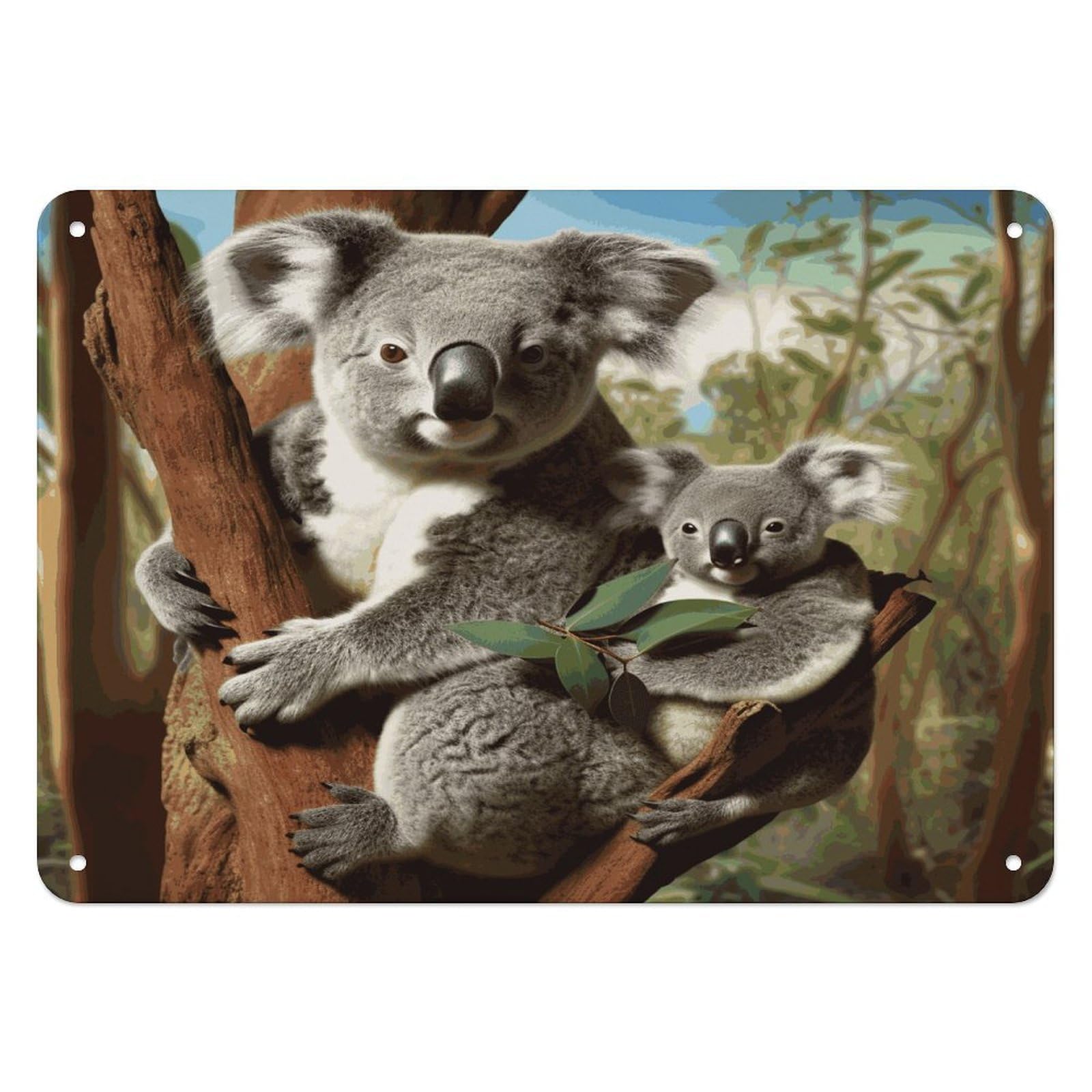 Fekiloot Style Koala Family Wall Decor Iron Painting Metal Sign