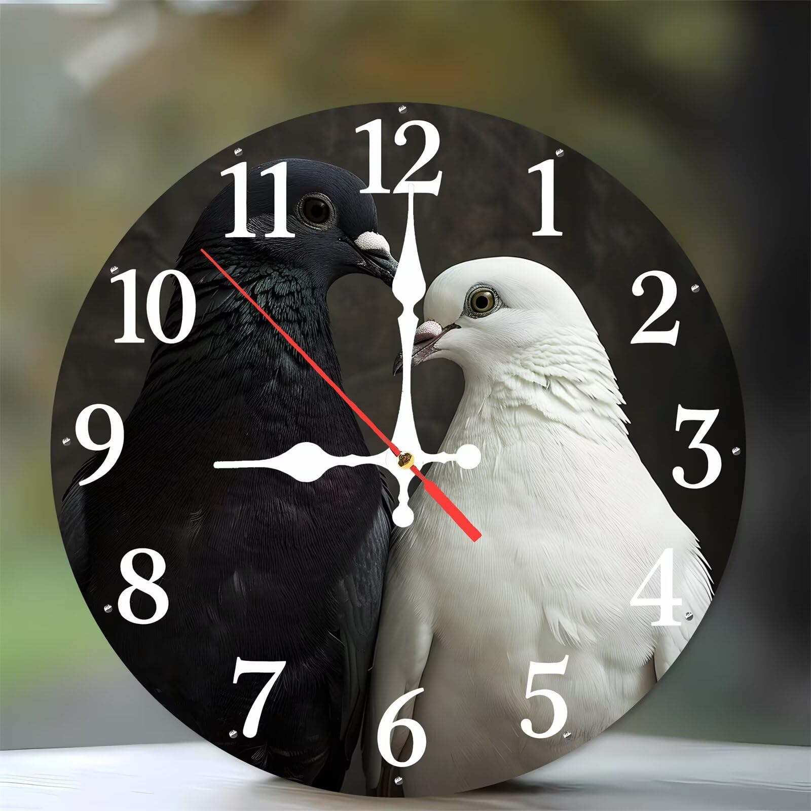 Horloge murale pour cuisine et salle à manger, design pigeon en bois silencieux