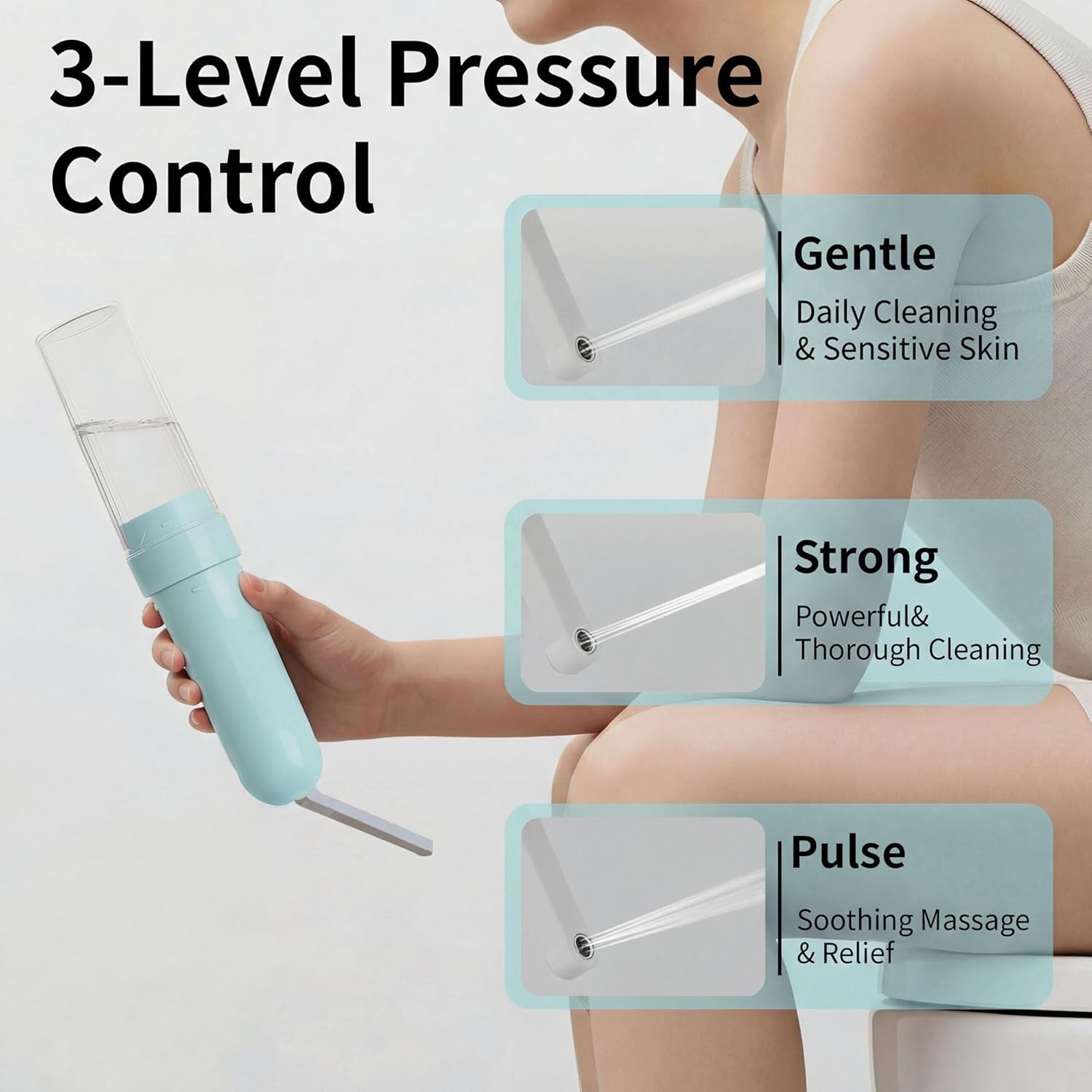 Portable Bidet for Travel, Personal Hygiene Sprayer Bottle for Women & Men, Mobile Bidets Portatil for Toilet,Rechargeable Electric Handheld High-Pressure Foldable USB-C Battery-Powered (Aqua）