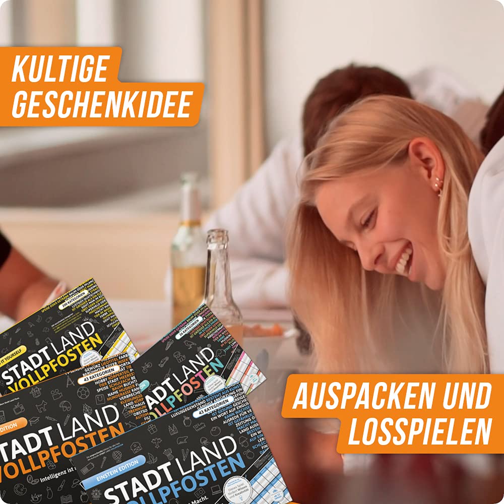 DENKRIESEN - Stadland VOLLPFOSTEN® - Family Pack z klepsydrą 2-minutową - miasto Land FLUSS MEGA Pack - innowacyjna kolekcja gier rodzinnych | gry imprezowe | prezent skrztuowany