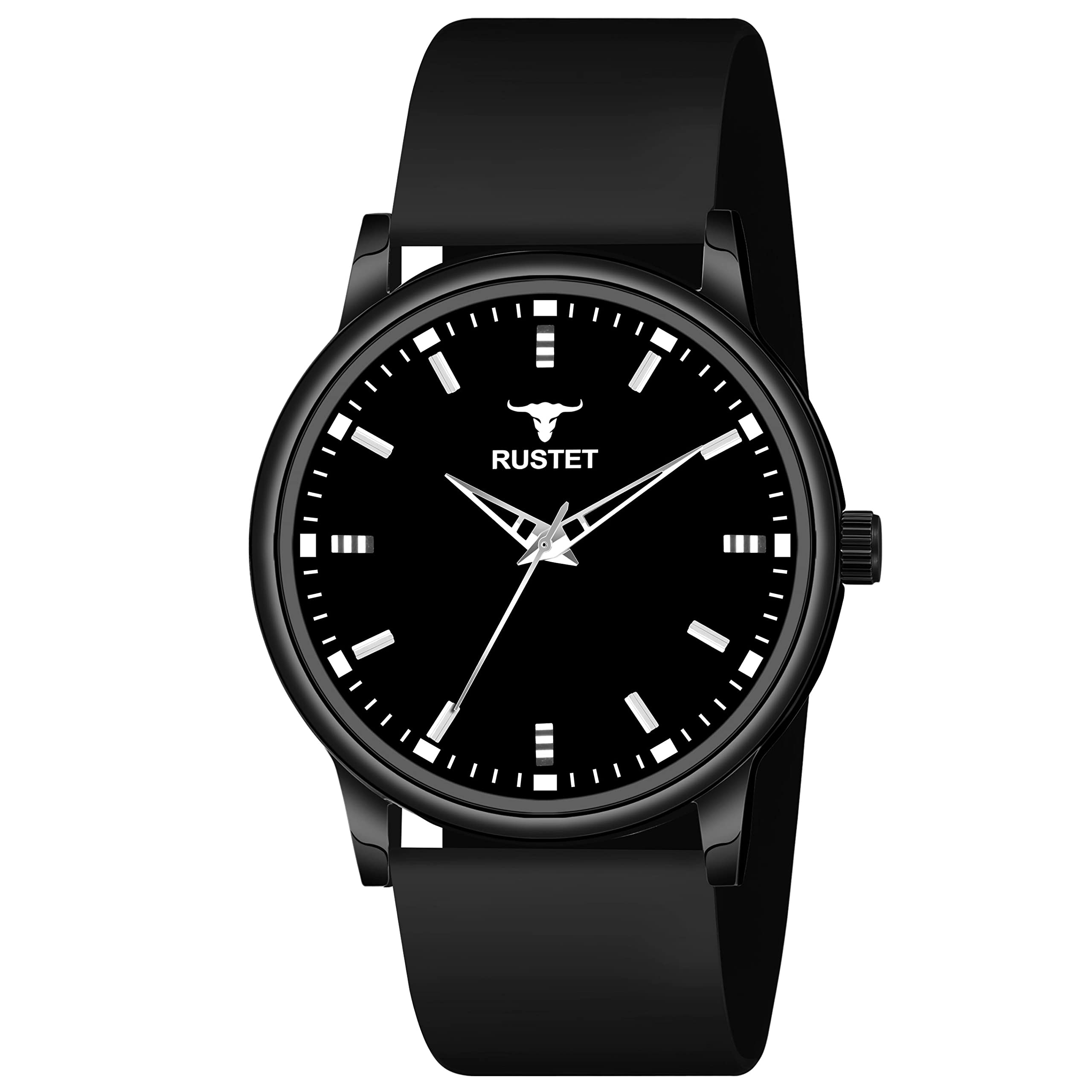 RUSTET Analogue Mens Black Silicone Strap Watch (Black Round Dial Black Strap,LD75-BK) (B0C1GQ96N3) Amazon Price History, Amazon Price Tracker
