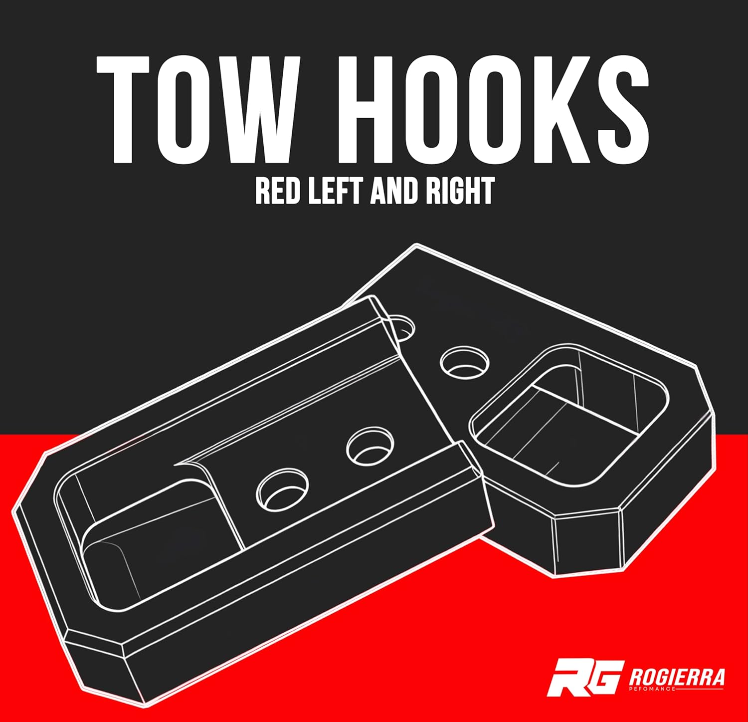 Front Tow Hooks, Direct Bolt-On Replacement Tow Hooks, Compatible with Toyota Tacoma 2024-2026 4Runner 2025-2026, Red Left and Right