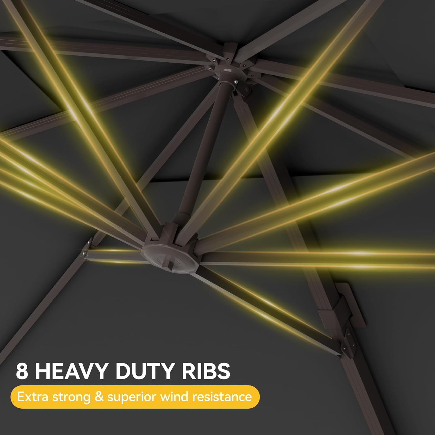 9x12 FT Cantilever Patio Umbrella, Large Rectangular Offset Outdoor Umbrella with 360° Rotation, Heavy Duty Shade Umbrella for Garden Backyard Deck Poolside Courtyard, Grey