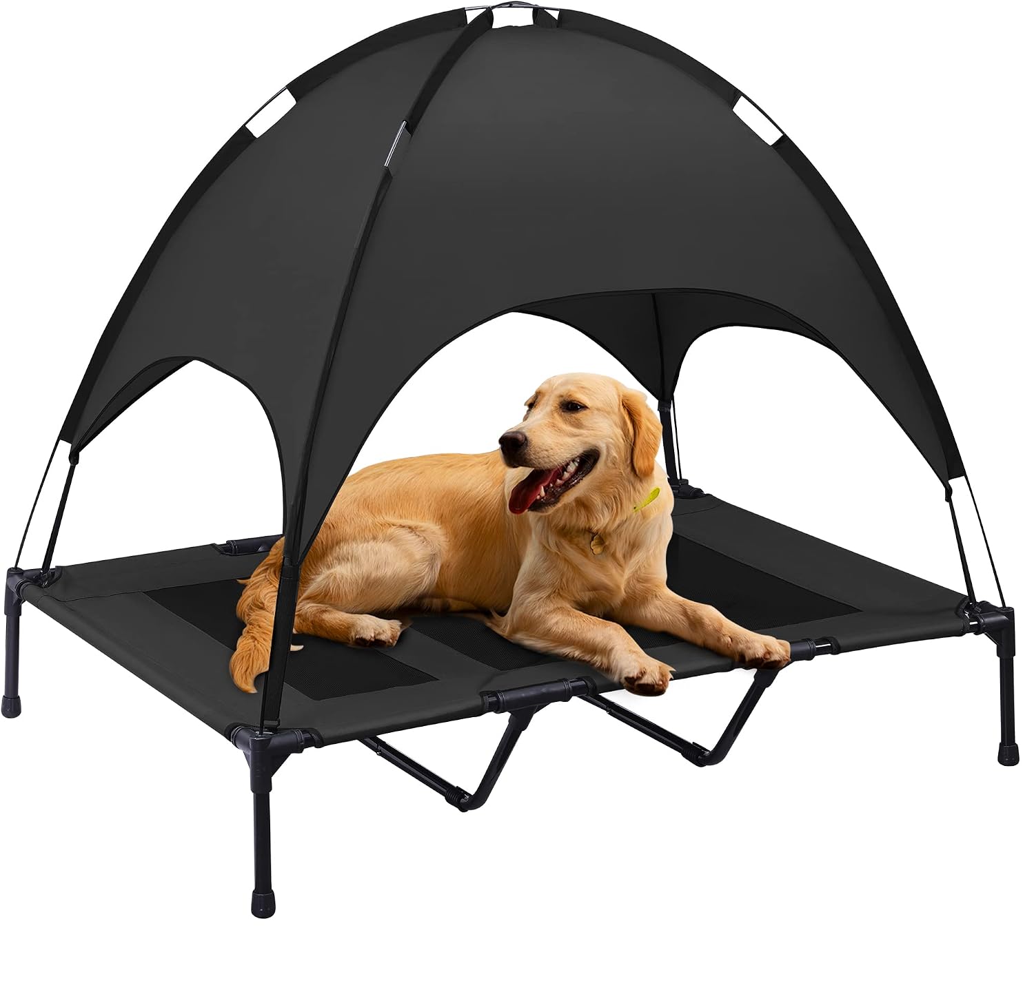 Furrykiddy 47.6''L Elevated Dog Bed, Outdoor Dog Bed with Canopy, Raised Pet Cot, Outside Pet Bed, Carrying Bag, Durable Oxford Fabric,…
