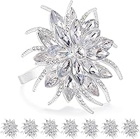 Vista 13 de ZeeDix Juego de 8 servilleteros de copos de nieve dorados de Navidad, anillos de servilletas para mesa de comedor, decoración de mesas rústicas
