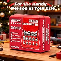 Vista 6 de SEDY E-TORX Juego de llaves de vaso de 14 piezas – Juego de llaves Torx hembra de primera calidad, enchufes Torque Star definitivos, enchufes Torx