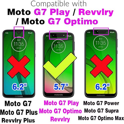 Miniatura 2 de Funda de teléfono para Motorola Moto G7 PlayMotoG7 Optimo XT1952DLTmobile Revvlry Cartera con protector de pantalla de vidrio templado Funda Flip