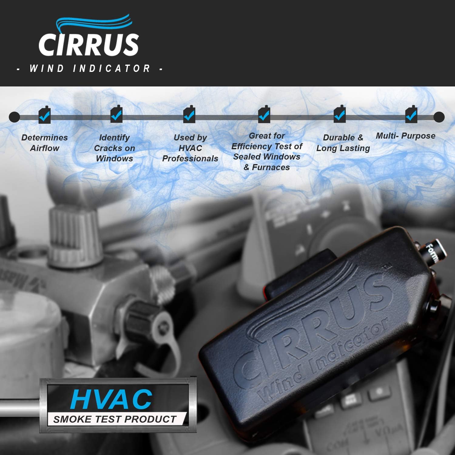 Black Friday - 80% OFF Cirrus Wind Indicator - HVAC Tool Kit with Led Rechargeable Flashlight and Power Bank - Safe and Portable - Trusted Smoke Detector of HVAC Technician Creative Product Cirrus Wind Indicator - HVAC Tool Kit with Led Rechargeable Flashlight and Power Bank - Safe and Portable - Trusted Smoke Detector of HVAC Technician