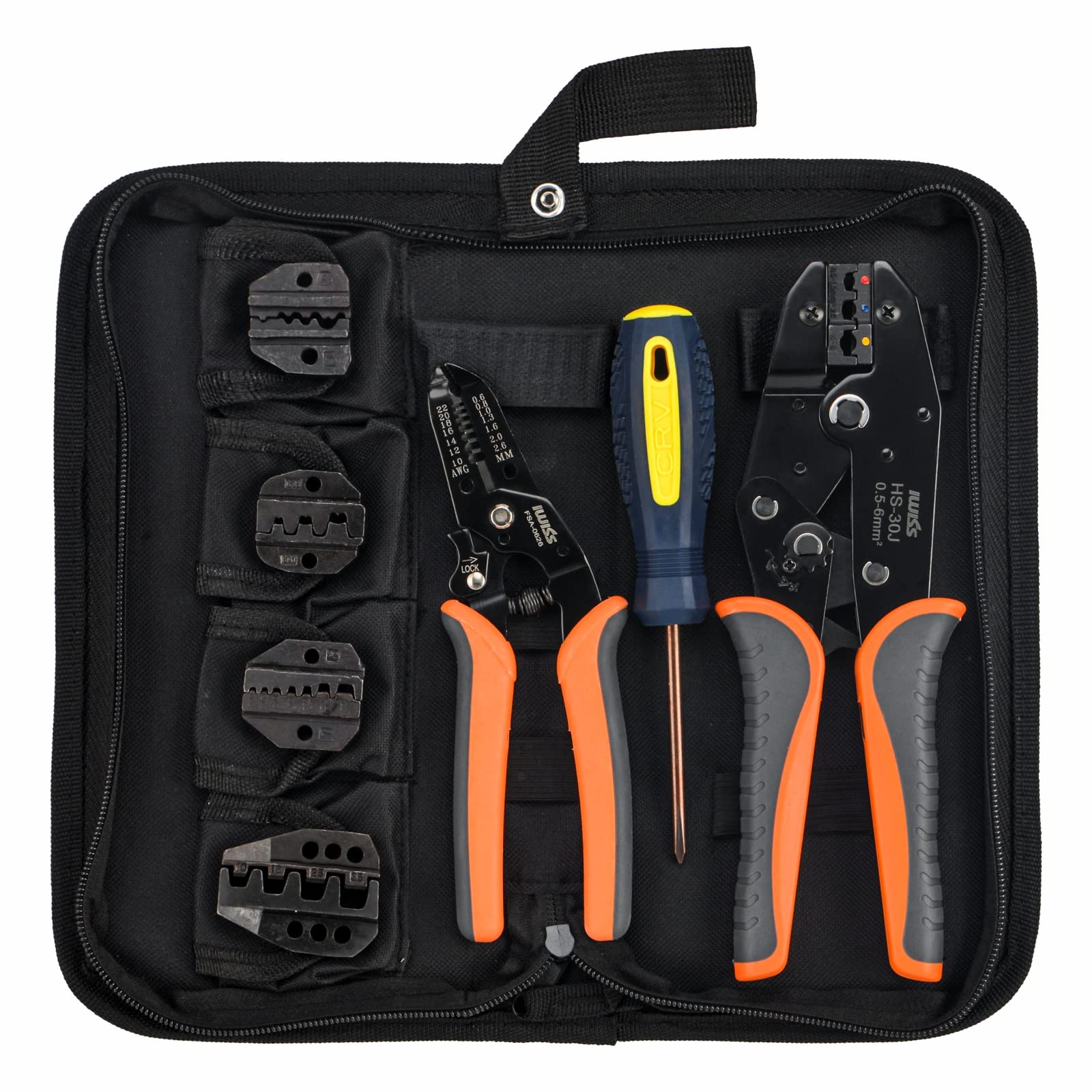 Buy IWISS Ratchet Wire Crimping Tool Kit W 5 Interchangeable Jaws Wire Striper Cutter For buy-iwiss-ratchet-wire-crimping-tool-kit-w-5-interchangeable-jaws-wire-striper-cutter-for