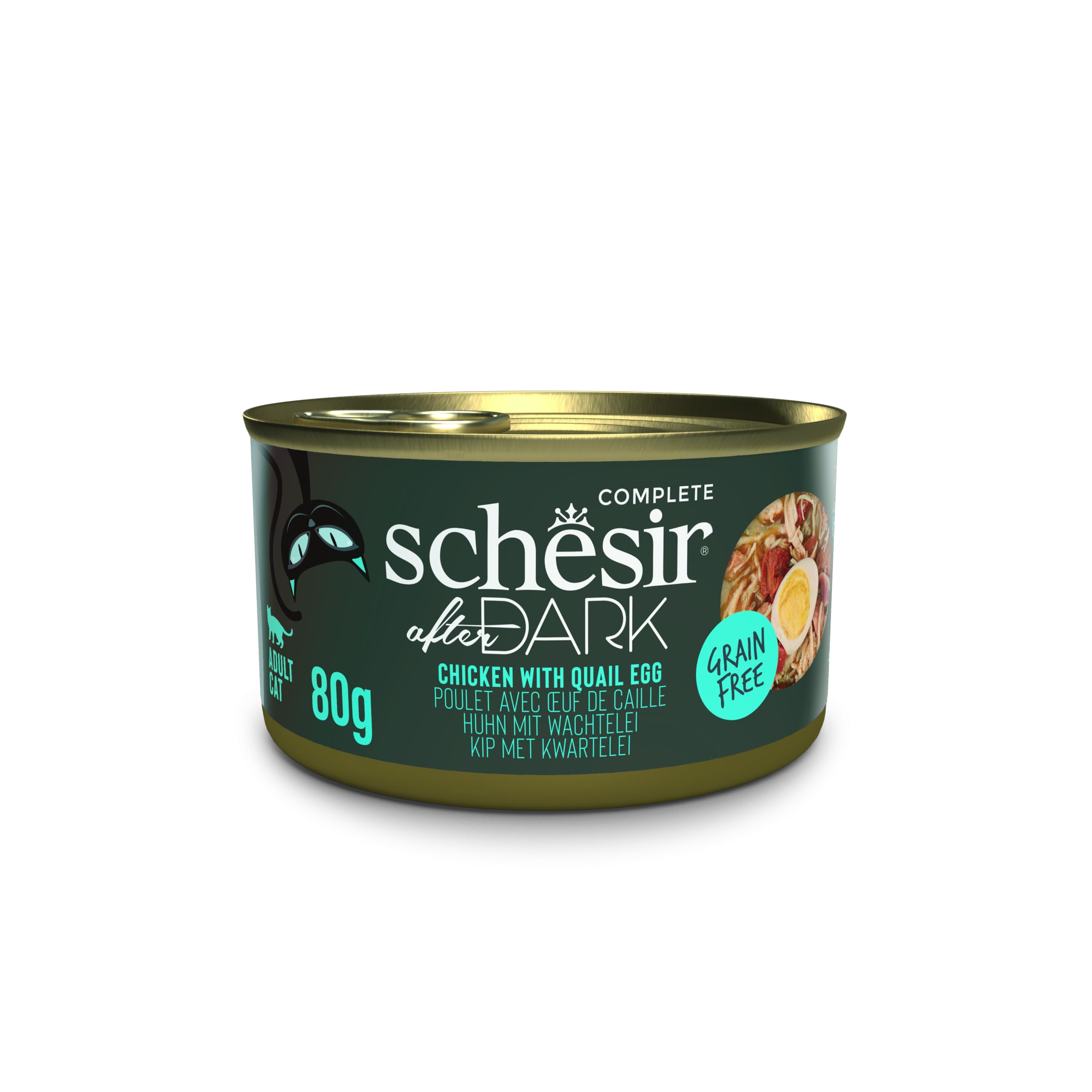 Schesir After Dark Wholefood In Broth for Cat Chicken with Quail Egg Wet Food 80g