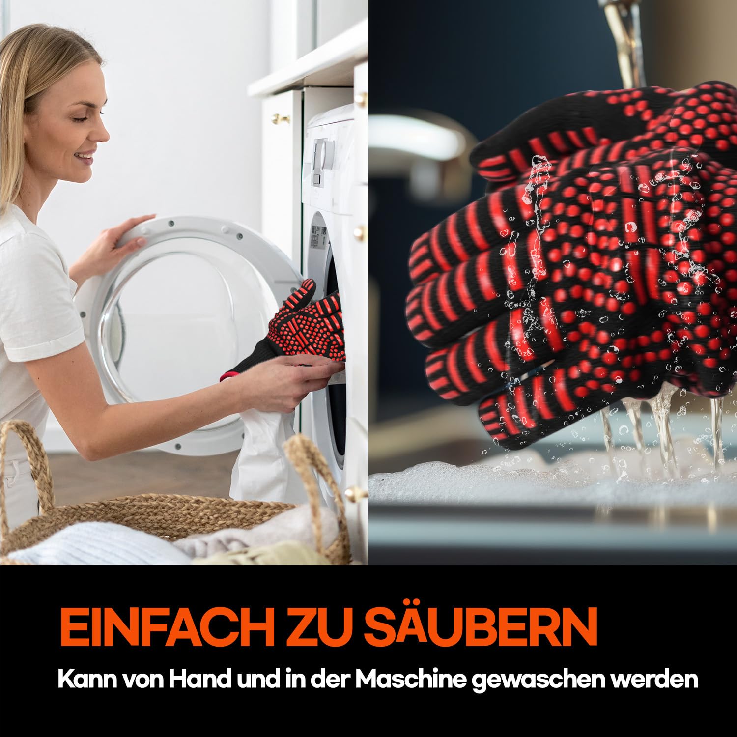 HubiCare Grillhandschuhe Hitzebeständige Feuerbeständige Ofenhandschuhe Handschutz Grillhandschuhe, 1772℉/800°C Hitzebeständige Ofenhandschuhe für Grill, Backofen, Kochen, Löten (Rot)