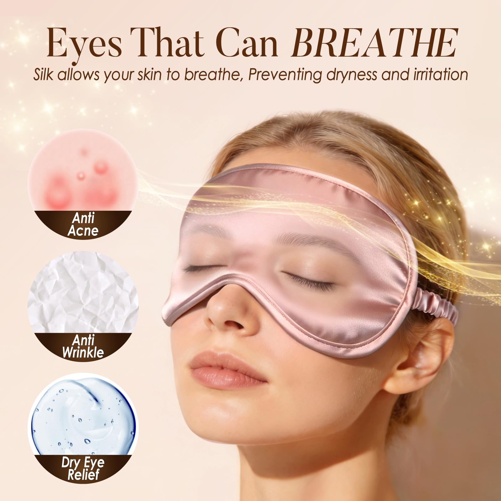 LULUSILK 100% Mulberry Silk Sleep Eye Mask for Sleeping Women and Men, Pink — Amazon image 5