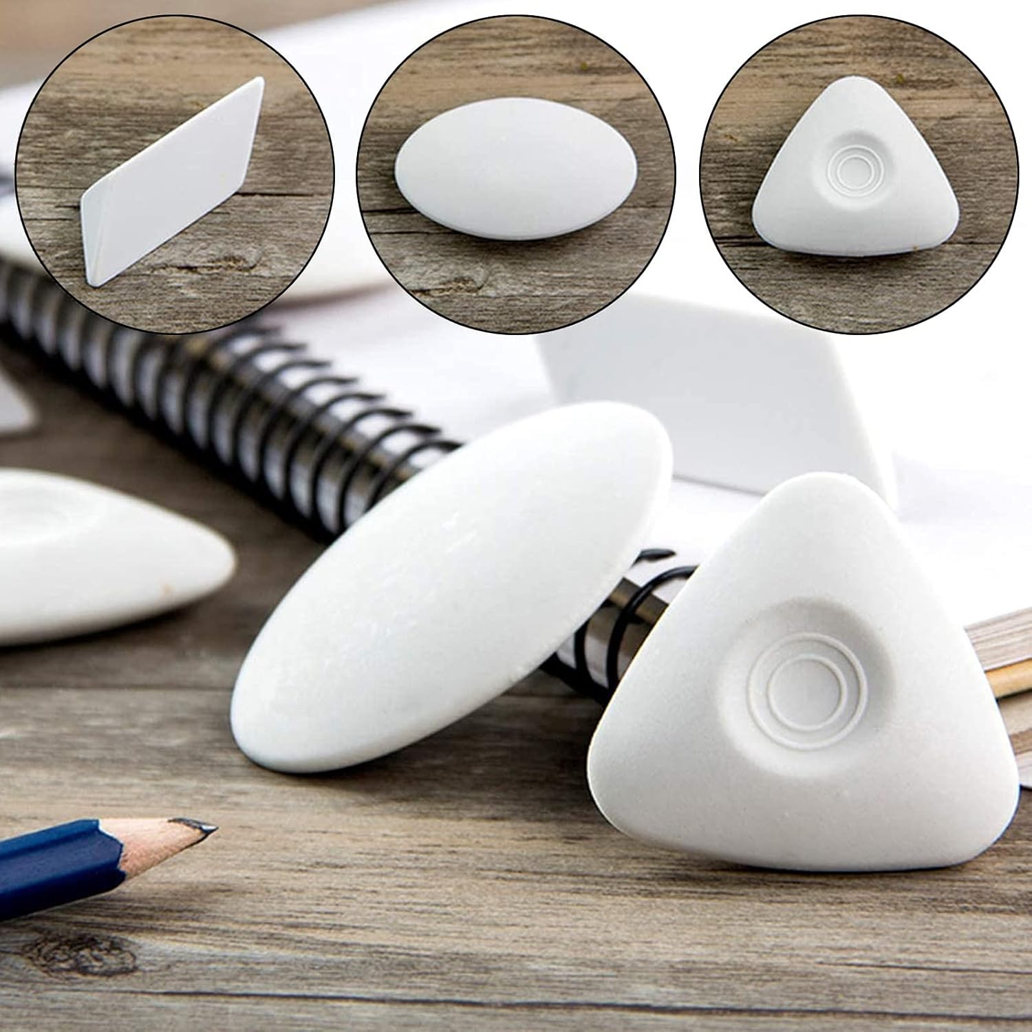 Haploon 16 Pieces Drawing Art Erasers with Grip, White Erasers Pack of 4 Cube Erasers with Different Shape Eraser Vinyl White Eraser Kneaded Eraser Moldable Erasers for Drawing, Writing, Sketching : Office Products