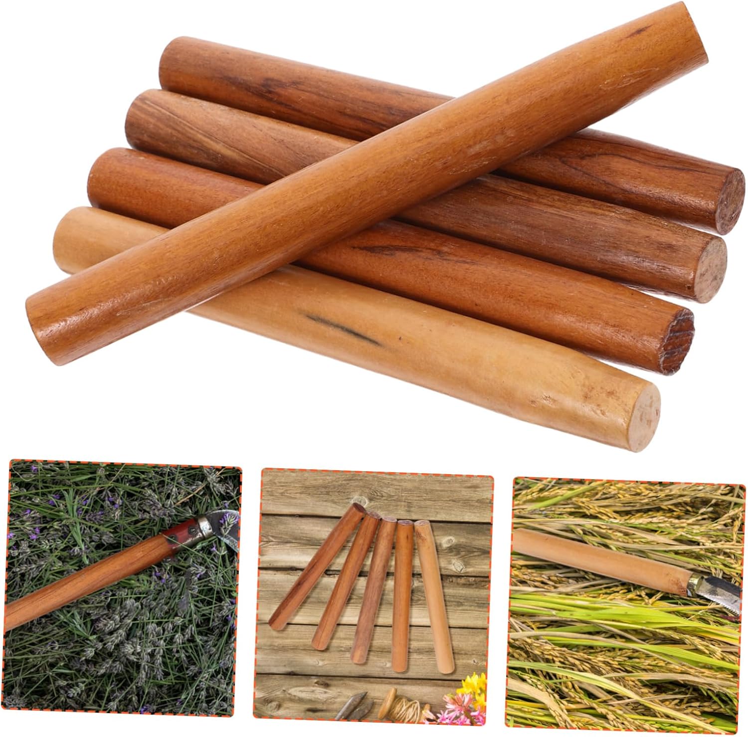 5pcs Garden Tools Ax Handles Replacement Hardwood Handles for Hoe and Shovel Pole Bolt Hammer Grip Upgrade