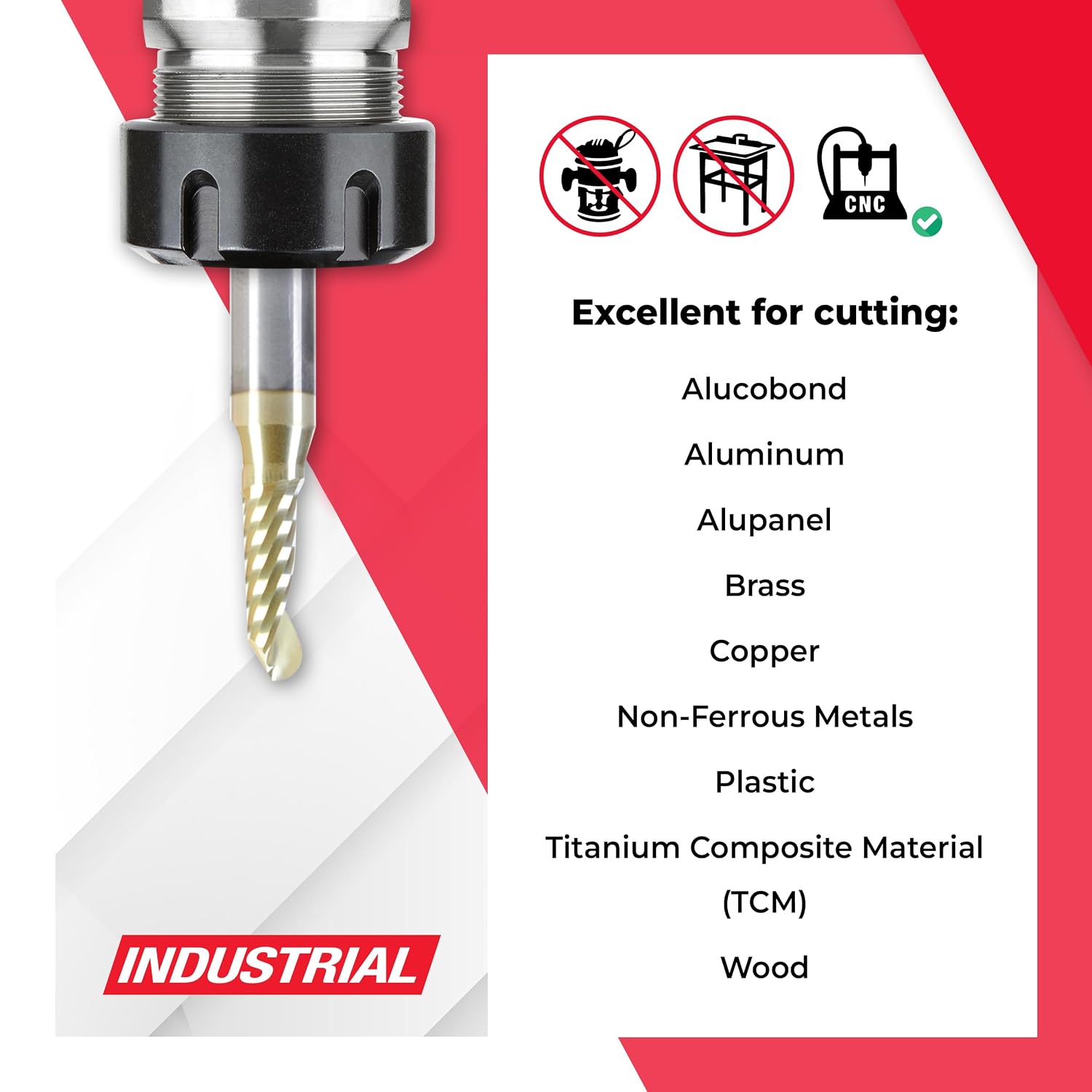 Amana Tool CNC O Flute Ball Nose Up-Cut, Aluminum Cutting End Mill Router Bit, ZrN Coated, 51878-Z, 3/32 R x 3/16 D x 1/2 CH x 1/4 SHK x 2 Inch Long