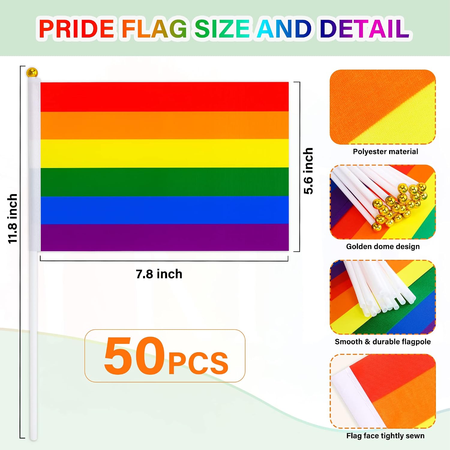 EOBOH 100PCS Pride Accessories, Pride Flags & Pride Bracelets, Mini LGBTQ Rainbow Flags Wristband Bulk, Gay Pride Month Supplies Flags Bracelets, Lesbians Pride Decor Stuff for Parade Party Decor