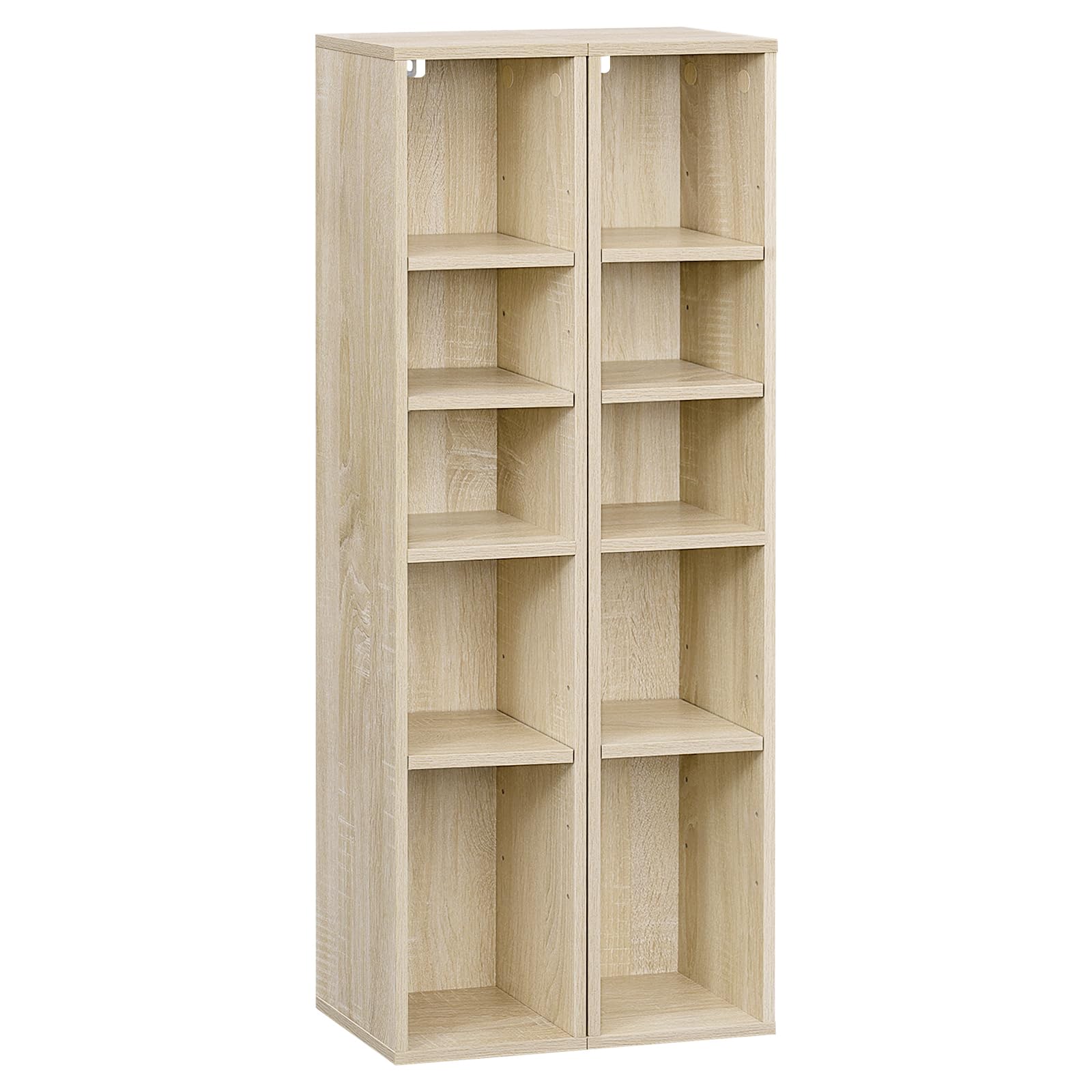WOLTU Librería Estantería Alta para Libros | de 5 Niveles, Cubos de Colocación Libre, Biblioteca Separador para Libros y CDs, Roble Claro