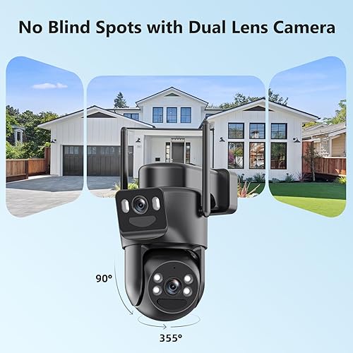 Miniatura 7 de Cámaras de seguridad solar 4K inalámbricas para exteriores, alimentadas por batería, bala de doble lente de 5 GHz y 2.4 GHz y enlace PTZ de 360