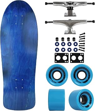 Moose Old School Skateboard 30" Stain Blue, 7" Raw Trucks & 59mm Blue Wheels