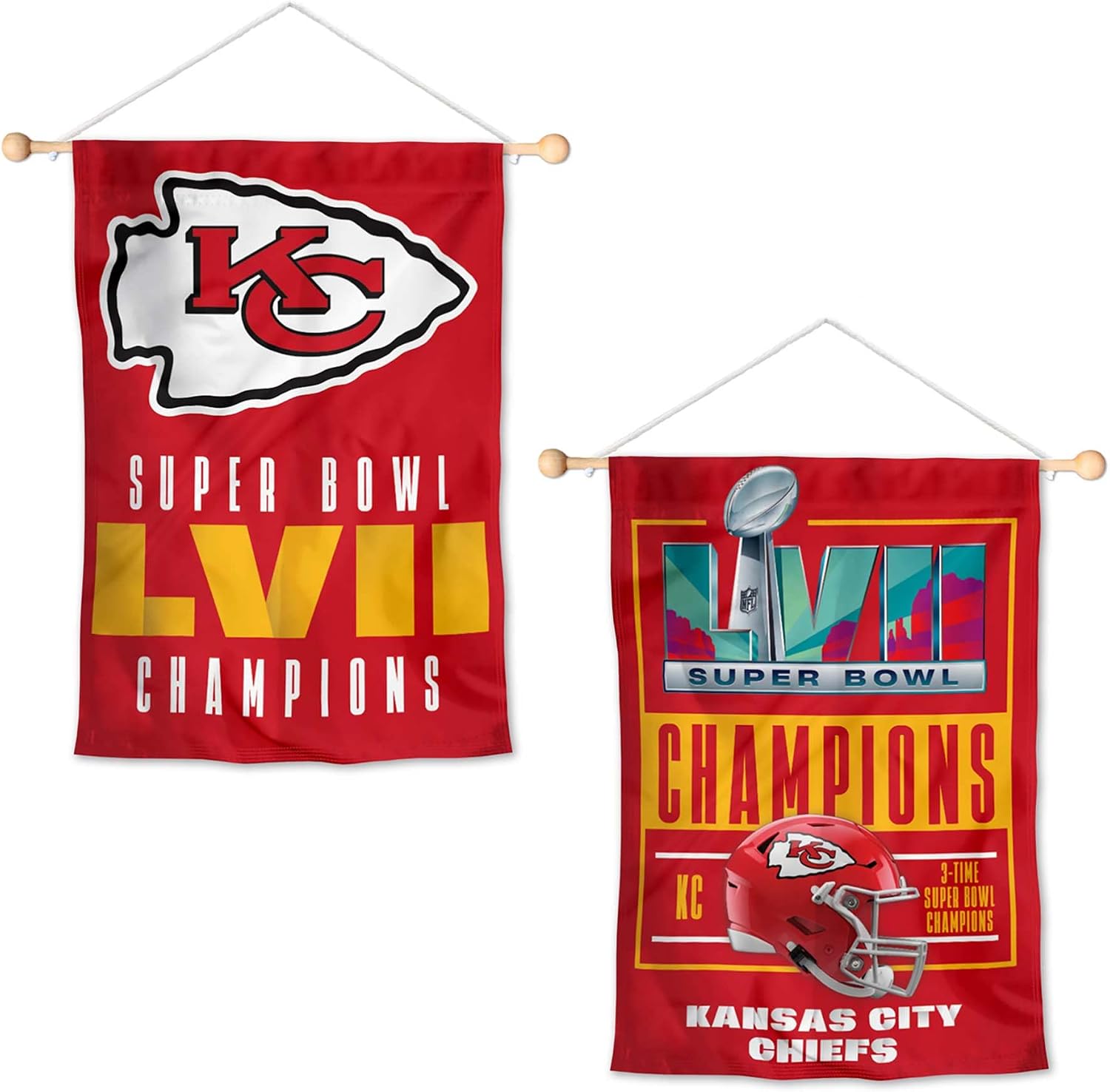 WinCraft Kansas City Chiefs Super Bowl LVII 2022 2023 Champions Banner Window Wall Hanging Flag with Suction Cup