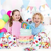 Vista 5 de Honoson 24 bolsas de fiesta de pintura de 5 x 7 pulgadas, pequeñas bolsas de regalo de arte, paquete con cordón, paquete con cordón para dibujar