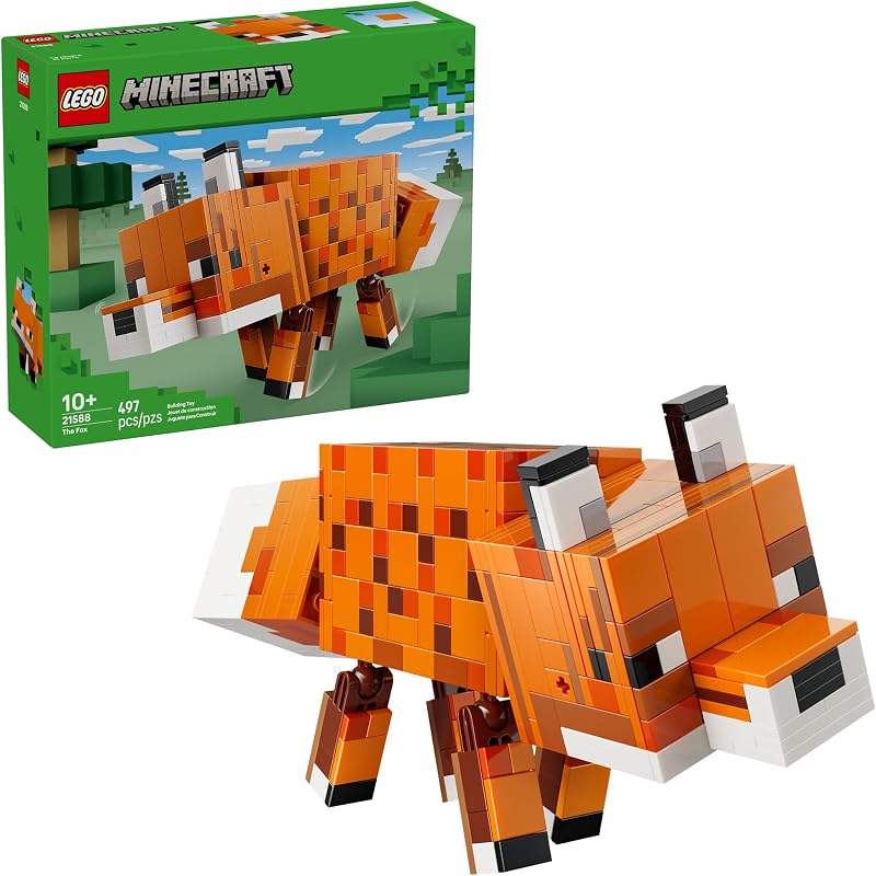 Minecraft The Fox Building & Pretend Play Juguete para Boys & Girls - Poseable Video Juego Character para Niños, Ages 10+ - Room Decor para Gaming Fans - Gift Idea para Birthdays - 21588