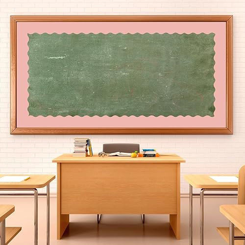 Miniatura 6 de Whaline Rollo de 65.6 pies para tablón de anuncios color rosa Morandi con bordes festoneados troquelados, color liso, para escuela, aula, fiesta,