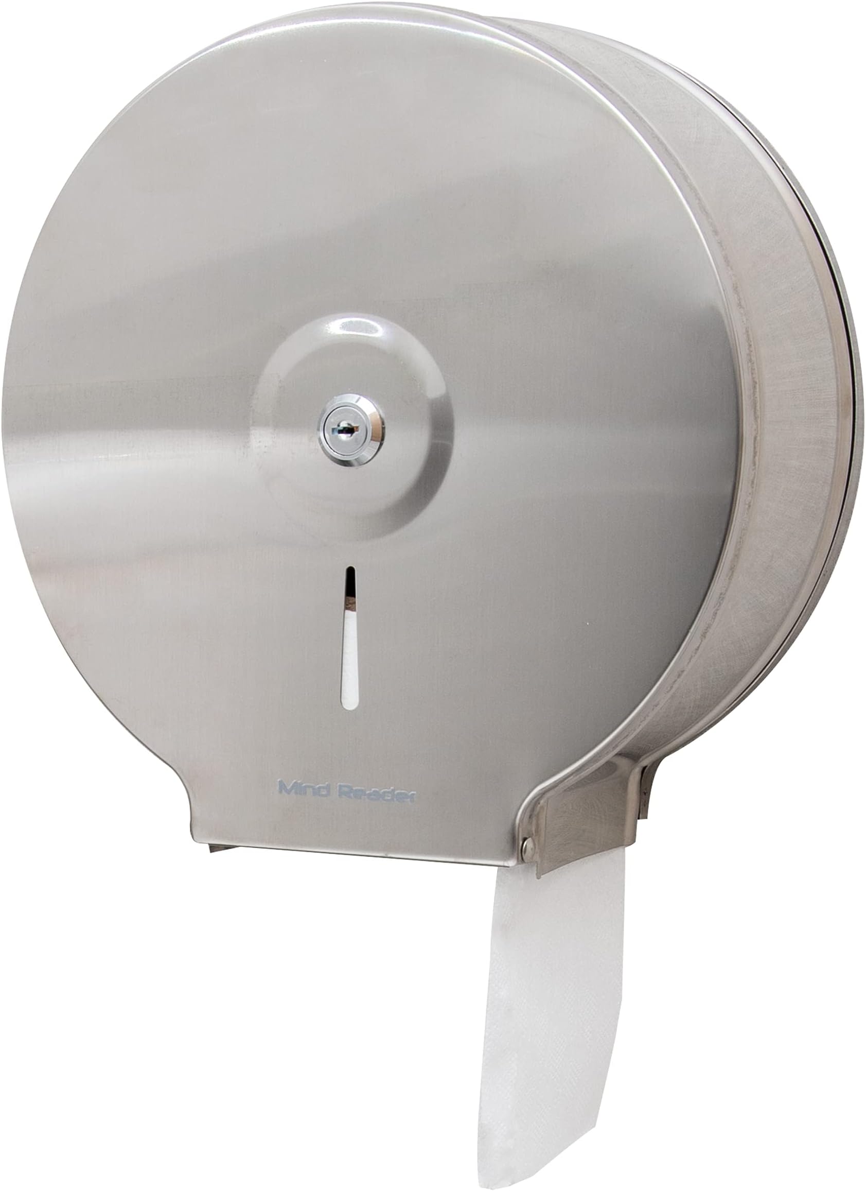 Mind Reader Bathroom Roll Dispenser, Wall Mounted Commercial Toilet Paper Holder for Restroom Stall, Restaurant, Campus, Locking Refillable Compartment, Includes Keys, Stainless Steel, Silver
