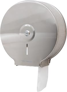 Mind Reader Toilet Paper Dispenser, Wall Mount, Lock with Key, Restroom, Stainless Steel, 10