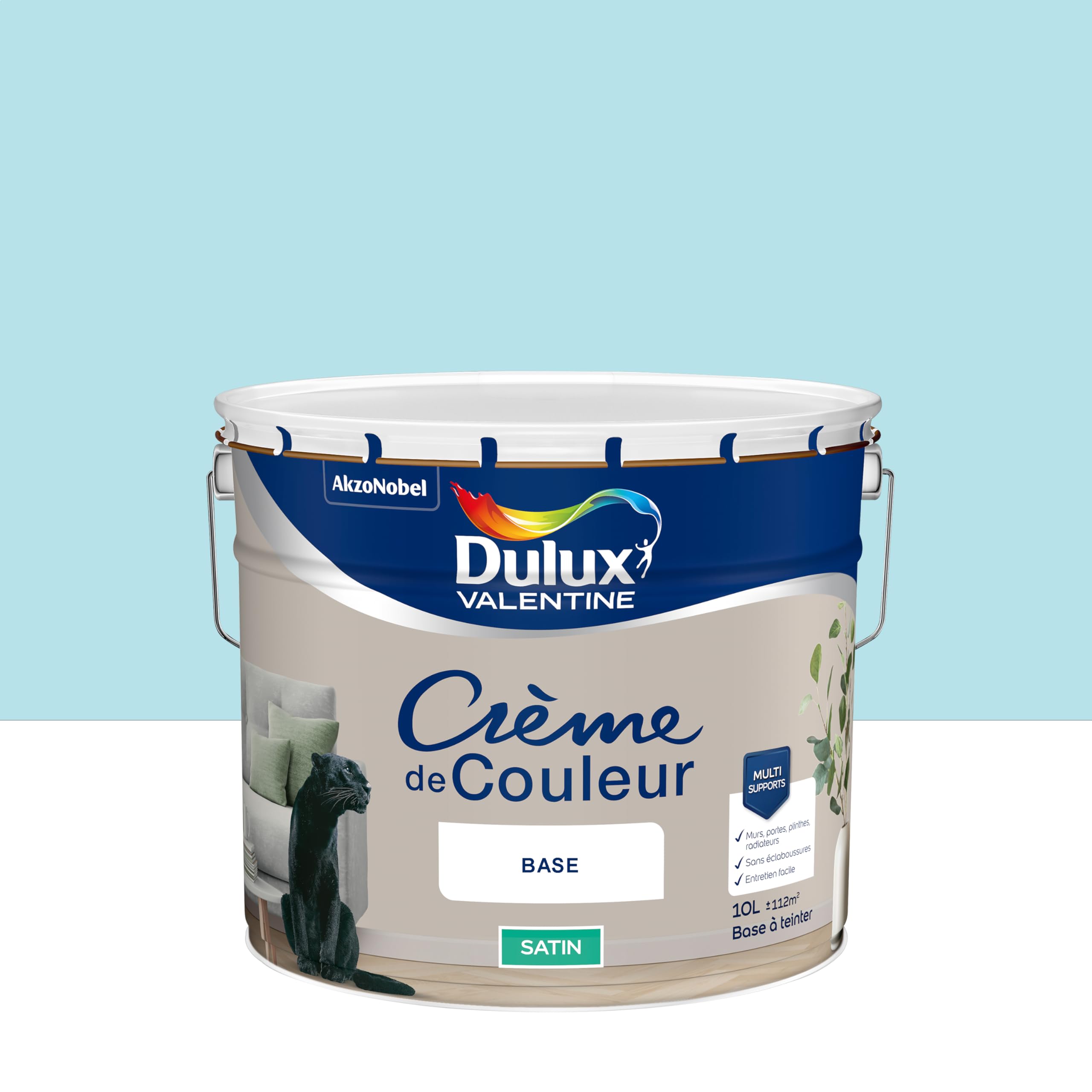 Dulux Valentine Crème de Couleur - Peinture multi-supports intérieure - Satin Bleu Rêveur 10 L
