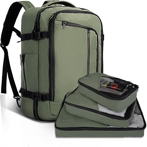 Miniatura 8 de BANGE Mochila de viaje durante la noche bolsa de fin de semana aprobada por la FAA de 40 litros Viajar Negro (mochila con 3 cubos), Negro (sin