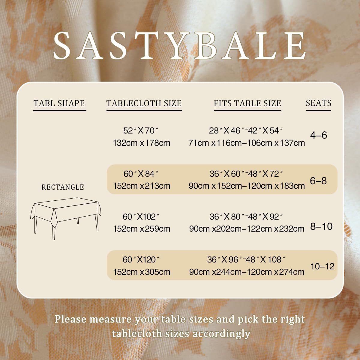SASTYBALE Fall Table Cloth 60 x 120 Inch Rectangle Maple Leaves Jacquard Damask Table Cloths Vintage Wrinkle Free Spill-Proof Fabric Table Covers for Autumn Harvest & Thanksgiving, Beige/Gold