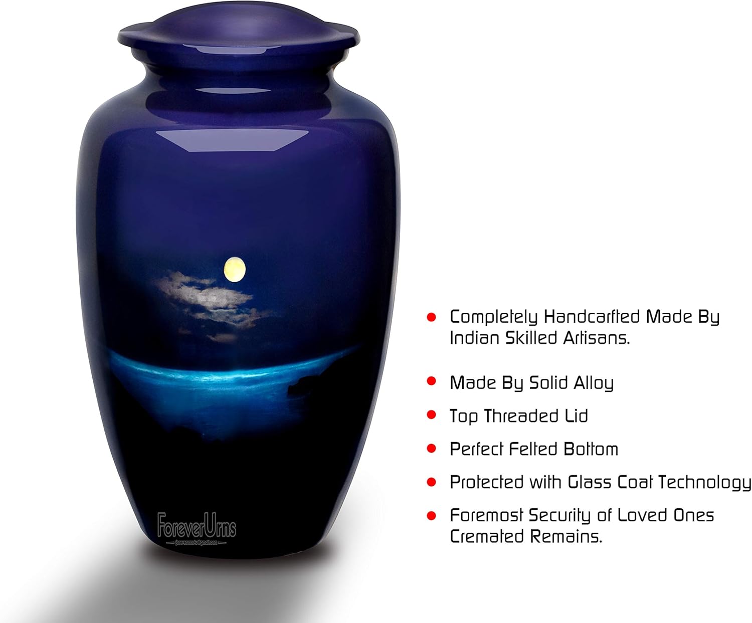 Up To 40% OFF Adult Cremation Urns for Ashes- Moon Light Night from River Cremation Urns for Human Ashes - Completely Handcrafted with Volume 200 Cu. in. with Velvet Protection Bag.