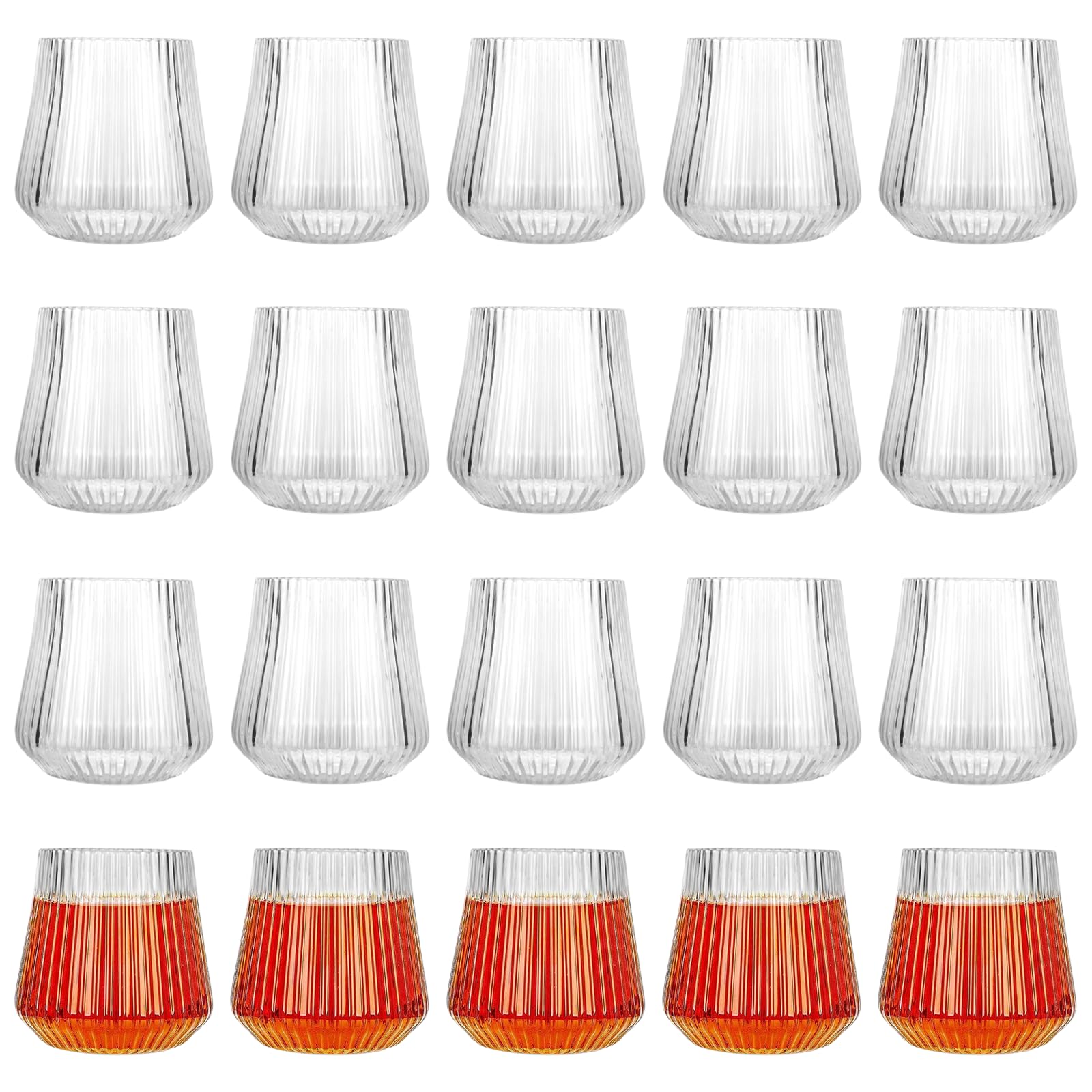 CYEER 20 Pack Plastic Wine Glasses, 400ml/14oz Stemless Wine Glasses Reusable BPA-Free, Unbreakable Drinking Glasses Tumblers Modern Style for Champagne Red White Coktail, Picnic Camping and Party Use