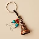Classic Quirk bronze Guardian Bell Keychain for Bike & Car | Bird Design Lucky Bell with Rope & Beads | Protective Rider Charm | Metal Key Ring Gift for Bikers (1, Red Bird Rope) gallery image