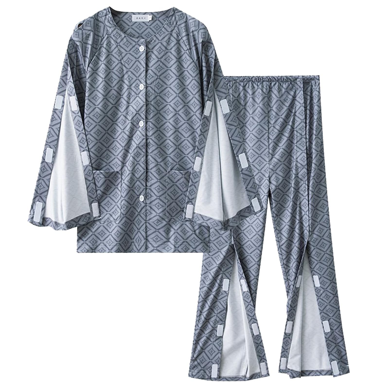 Bedridden Patient Kleidung, Krankenpflege Kleidung Einfach Zu Tragen Und Nehmen Sie Aus Patientenkleidung, Ältere Warme Heimkleidung,Grey a,3XL