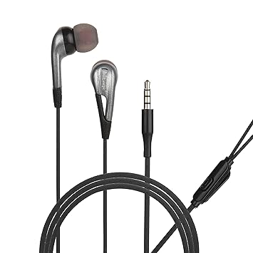 Hitage Earphones HPB-278 Headphones Earplugs Headset High Definition Sound Deep Extra Bass Wired Earphone with in-line Mic Wide Compatibility Tangle Free Cable (Gray)