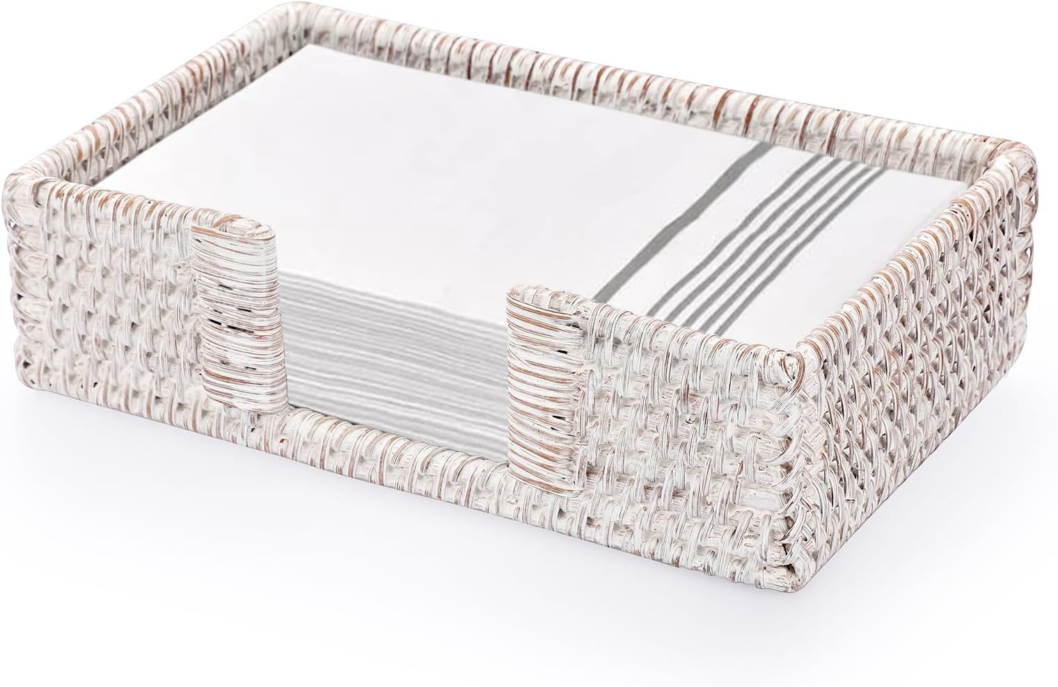 Graciadeco Bathroom Disposable Guest Towel Napkin Holder Long Seagrass Woven Rattan